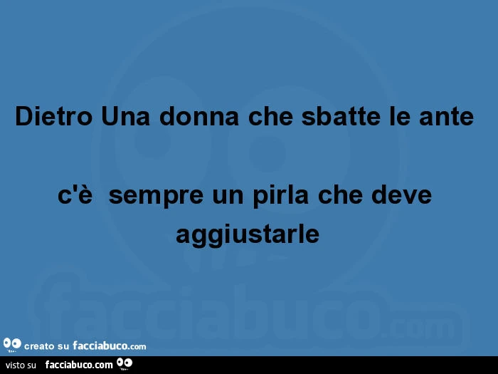 Dietro una donna che sbatte le ante c'è sempre un pirla che deve aggiustarle