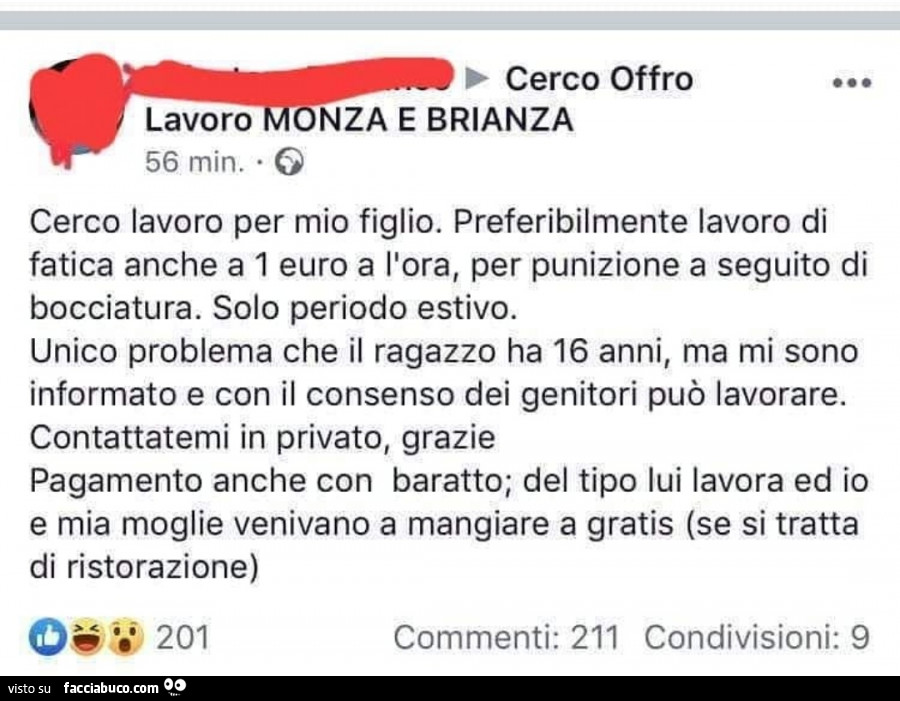 Cerco offro lavoro onza e brianza 56 min. G cerco lavoro per mio figlio. Preferibilmente lavoro di fatica anche a 1 euro a l'ora, per punizione a seguito di bocciatura