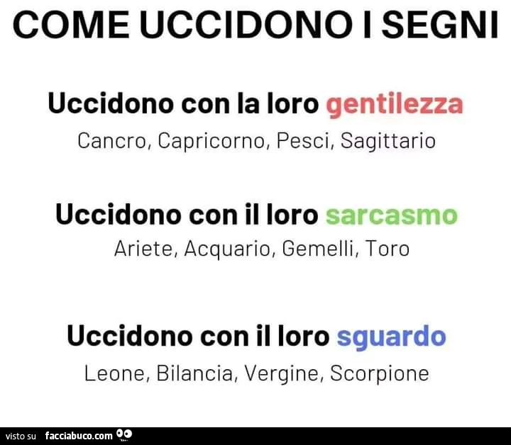 Come uccidono i segni