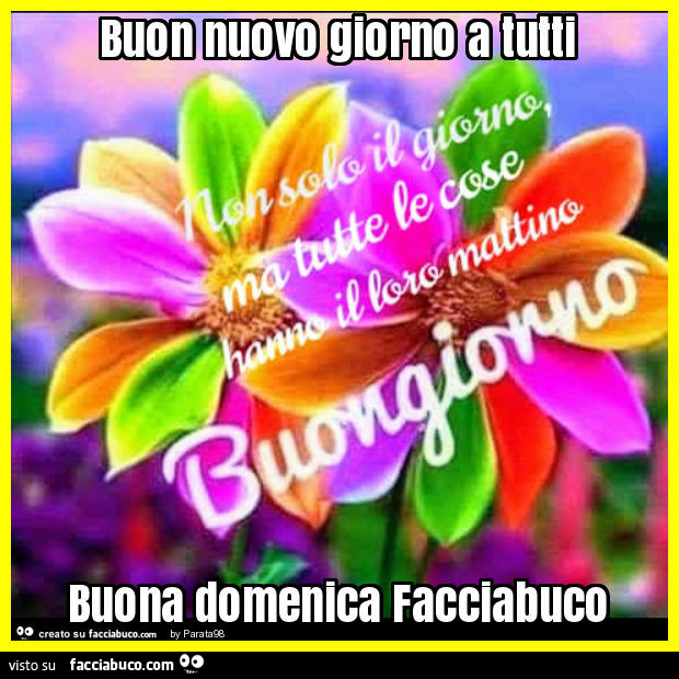 Buon nuovo giorno a tutti buona domenica facciabuco