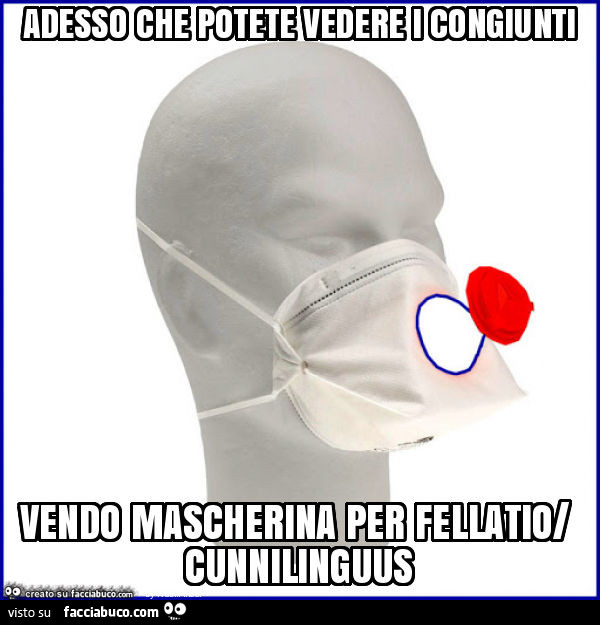Adesso che potete vedere i congiunti vendo mascherina per fellatio/ cunnilinguus