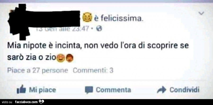 Mia nipote è incinta, non vedo l'ora di scoprire se sarò zia o zio
