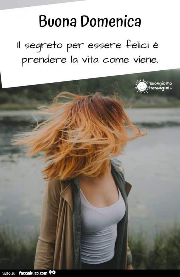 Buona domenica. Il segreto per essere felici è prendere la vita come vene