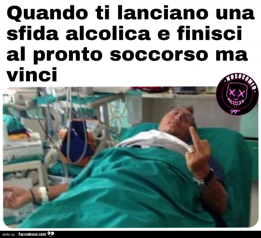 Quando ti lanciano una sfida alcolica e finisci al pronto soccorso ma vinci