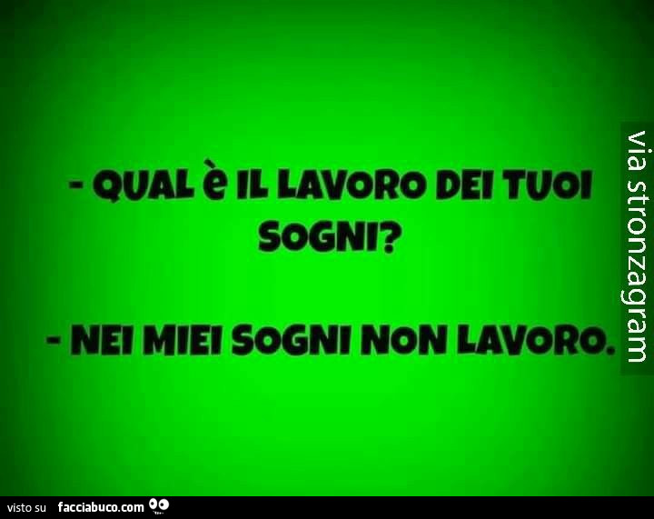 Qual è il lavoro dei tuoi sogni? Nei miei sogni non lavoro