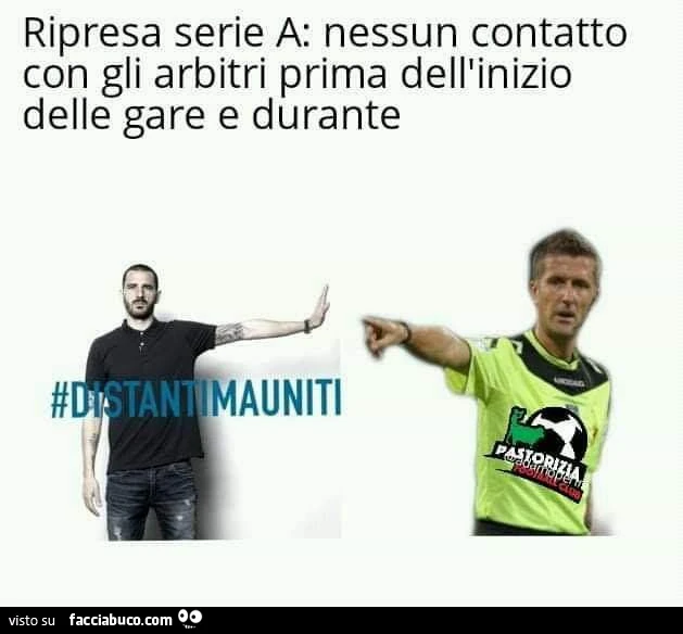 Ripresa serie a: nessun contatto con gli arbitri prima dell'inizio delle gare e durante. Distantimauniti