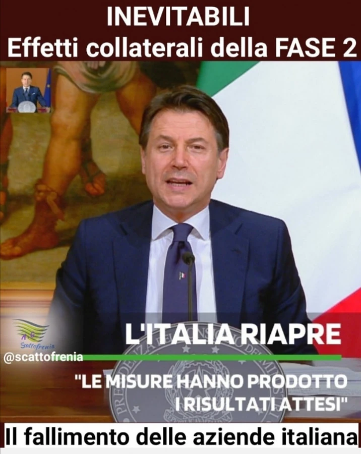 Inevitabili effetti collaterali della FASE 2. Italia riapre, le misure hanno prodotto i risultati attesi: il fallimento delle aziende italiane