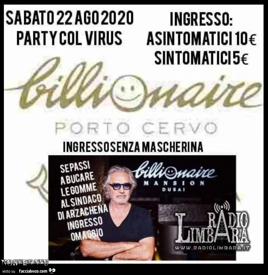 Party col virus al Billionaire