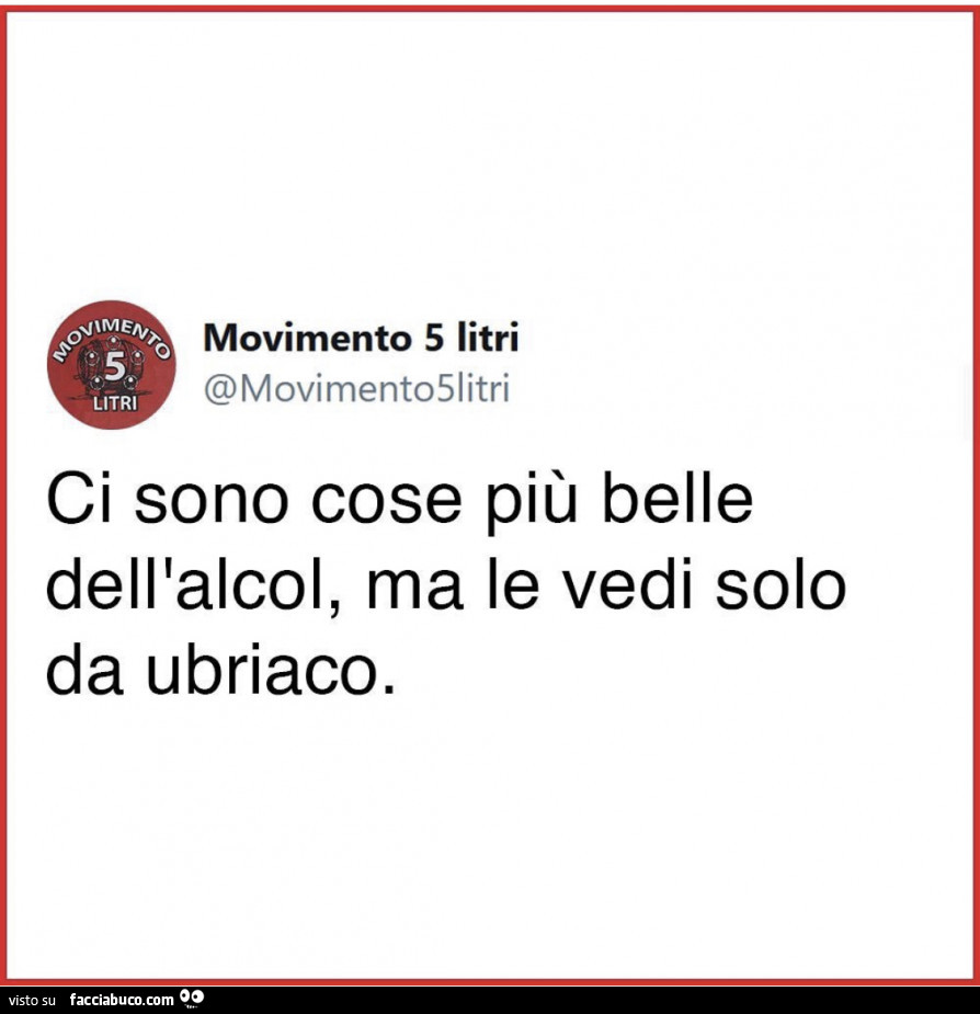 Ci sono cose più belle dell'alcol, ma le vedi solo da ubriaco