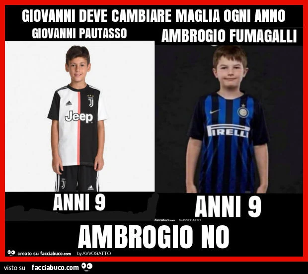 Giovanni deve cambiare maglia ogni anno ambrogio no