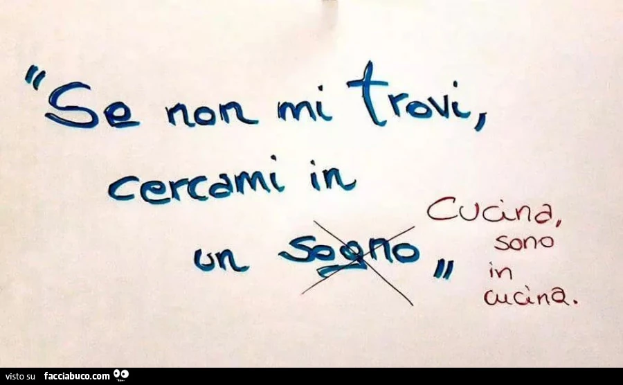 Se non mi trovi cercami in cucina, sono in cucina