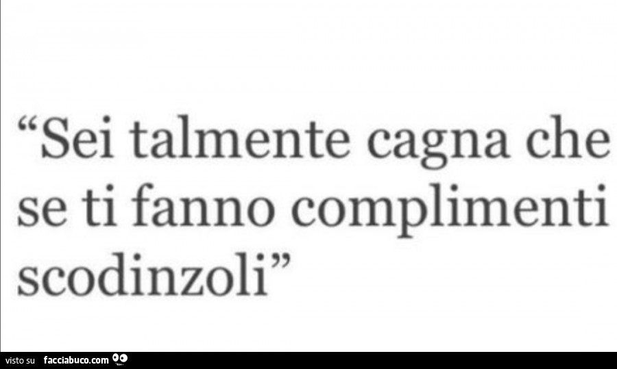 Sei talmente cagna che se ti fanno complimenti scodinzoli