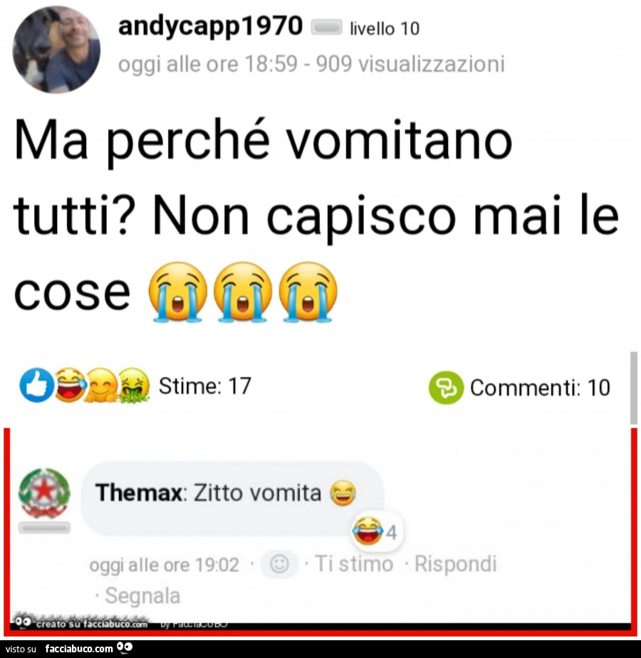 Ma perché vomitano tutti? Non capisco mai le cose. Themax: zitto vomita