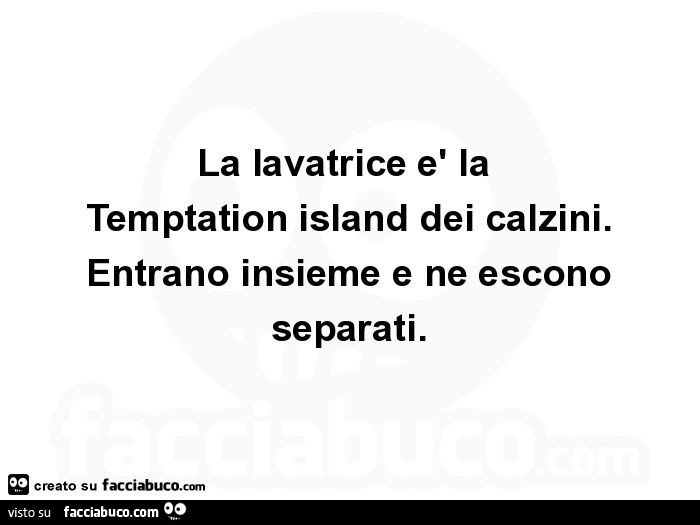 La lavatrice è la temptation island dei calzini. Entrano insieme e ne escono separati