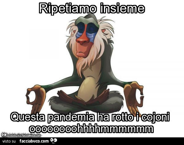 Ripetiamo insieme questa pandemia ha rotto i cojoni oooooooohhhhmmmmmm