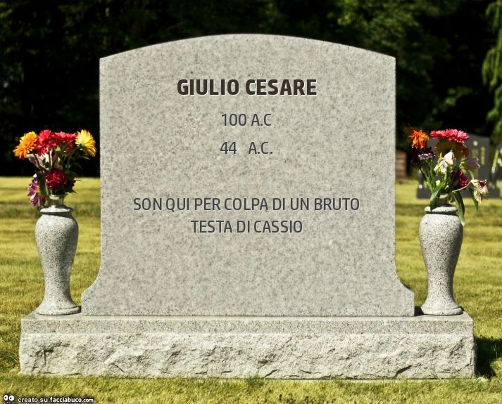 Giulio cesare. Son qui per colpa di un bruto testa di cassio