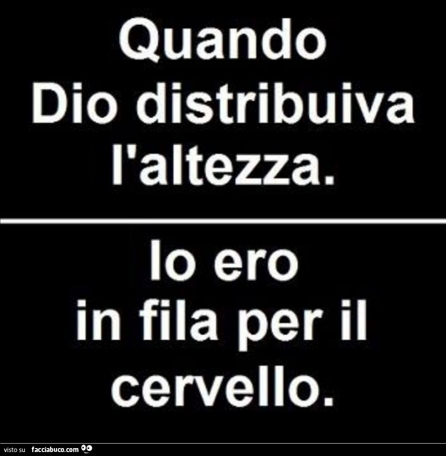 Quando dio distribuiva l'altezza io ero in fila per il cervello