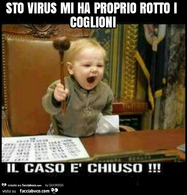 Sto virus mi ha proprio rotto i coglioni
