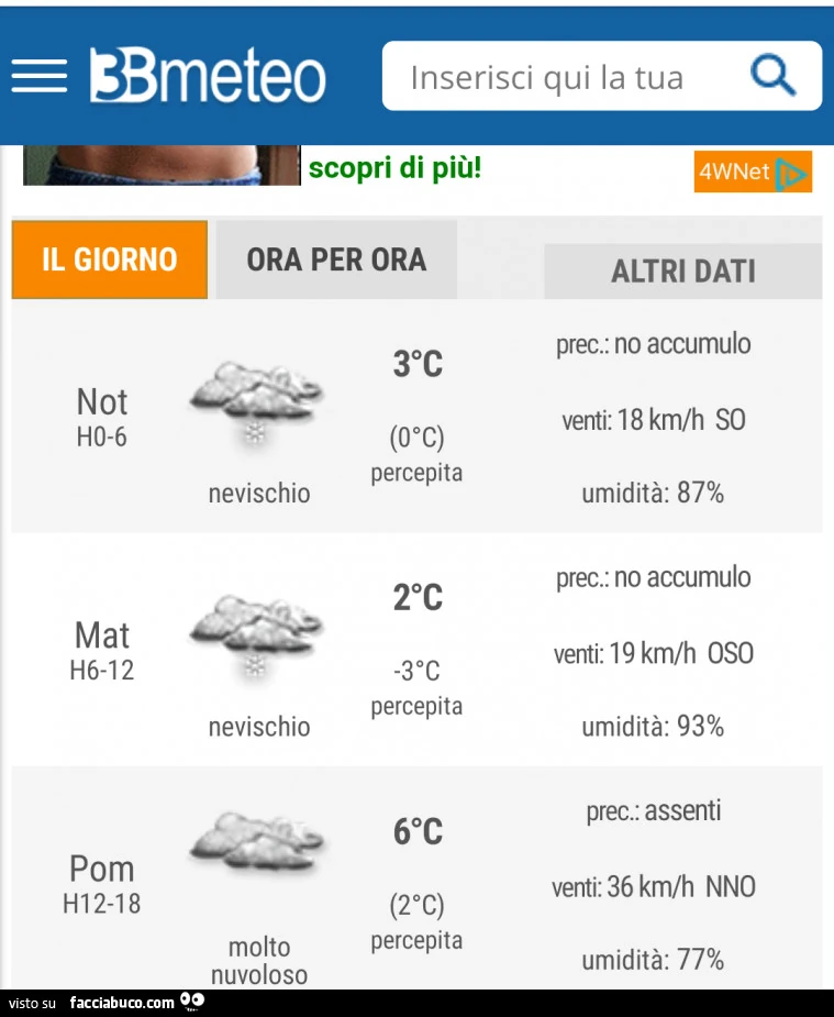 Le previsioni prevedono temporali