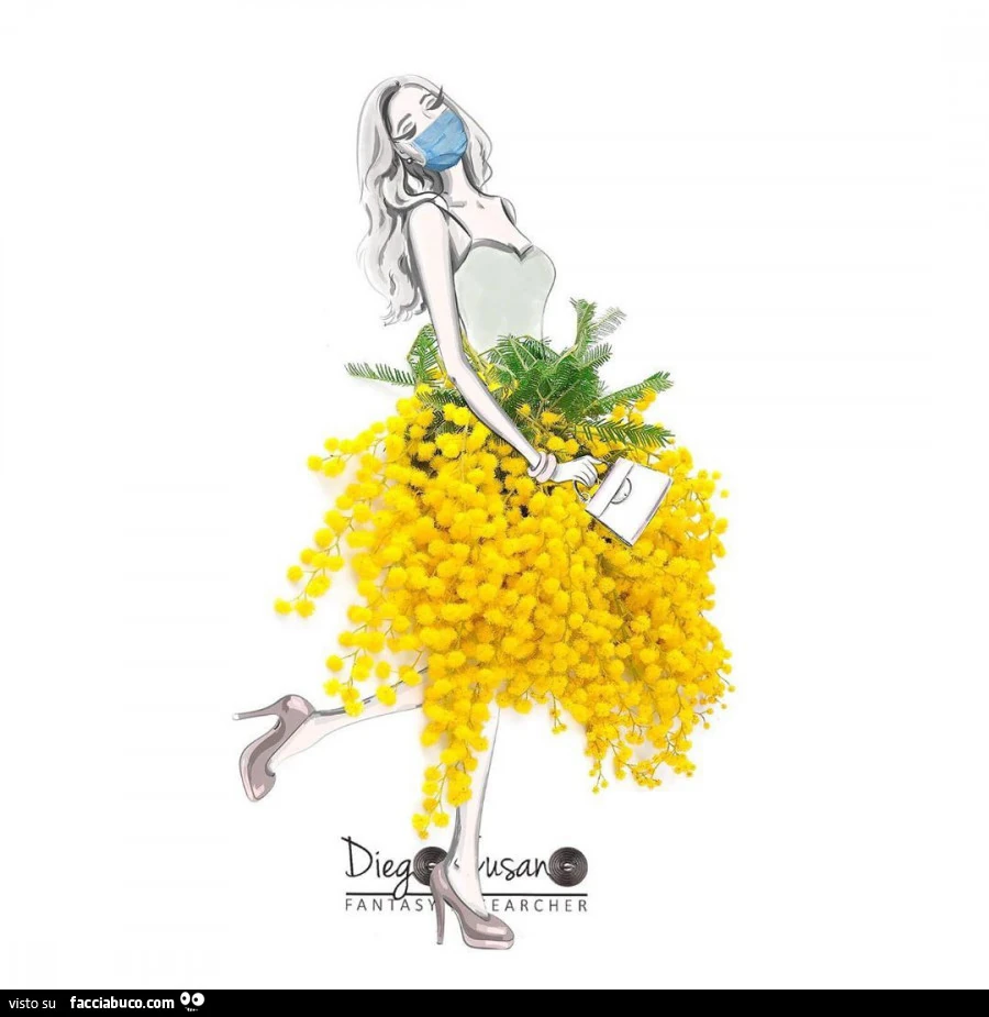Gonna di mimose e mascherina