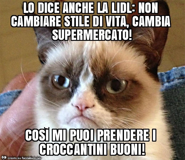 Lo dice anche la lidl: non cambiare stile di vita, cambia supermercato! Così mi puoi prendere i croccantini buoni