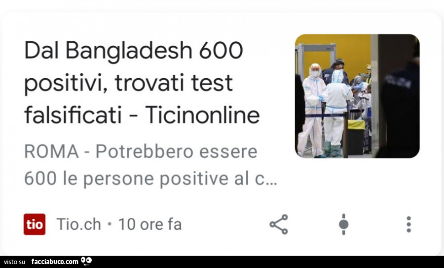 Dal bangladesh 600 positivi, trovati test falsificati