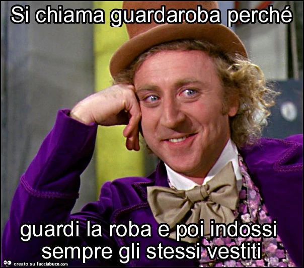 Si chiama guardaroba perché guardi la roba e poi indossi sempre gli stessi vestiti