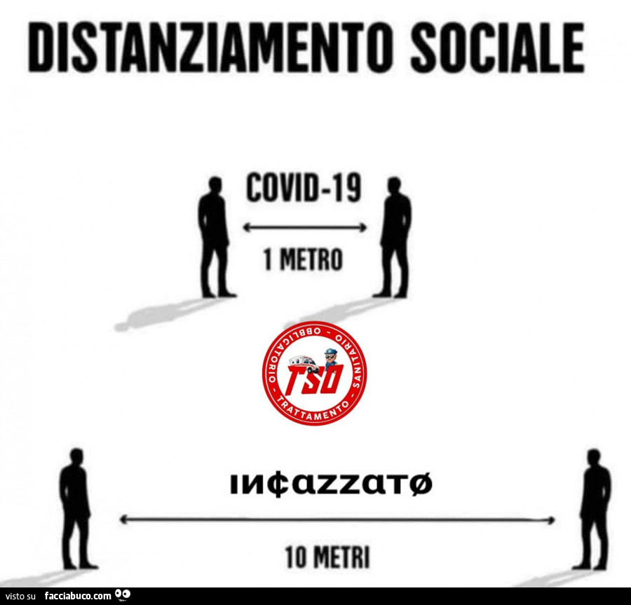 Distanziamento sociale covid-19 1 metro. Incazzato 10 metri