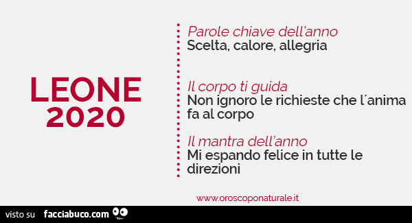 Leone 2020 oroscopo