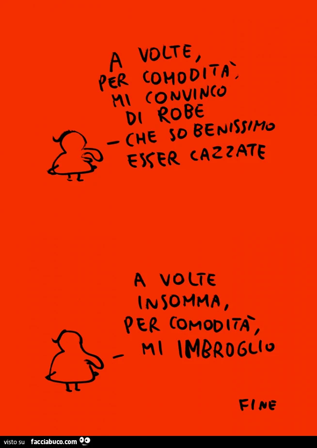A volte per comodità mi convinco di robe che so benissimo essere cazzate