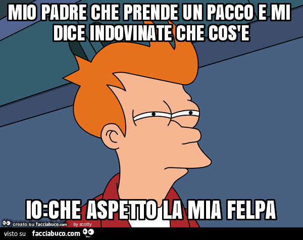 Mio padre che prende un pacco e mi dice indovinate che cos'e io: che aspetto la mia felpa