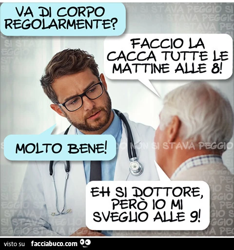 Va di corpo regolarmente faccio la cacca tutte le mattine alle 8