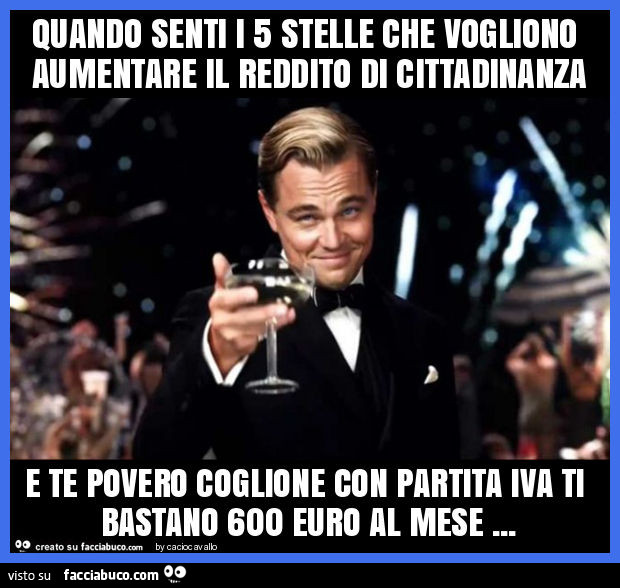 Quando senti i 5 stelle che vogliono aumentare il reddito di cittadinanza e te povero coglione con partita iva ti bastano 600 euro al mese