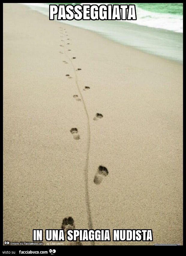 Passeggiata in una spiaggia nudista