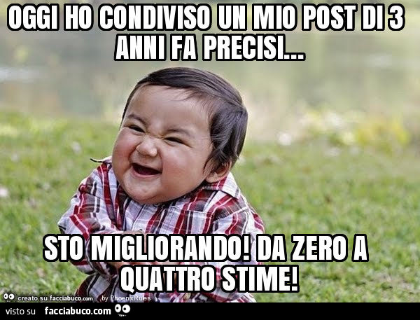 Oggi ho condiviso un mio post di 3 anni fa precisi… sto migliorando! Da zero a quattro stime