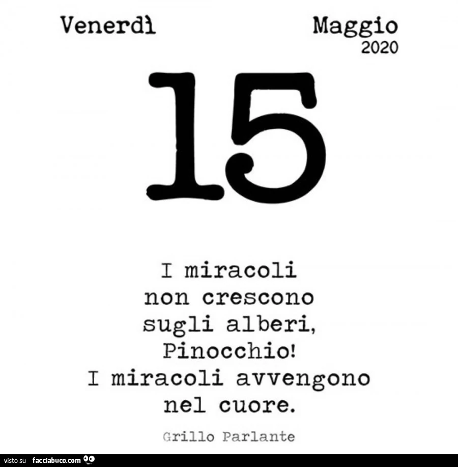 I miracoli non crescono sugli alberi, pinocchio! I miracoli avvengono nel cuore