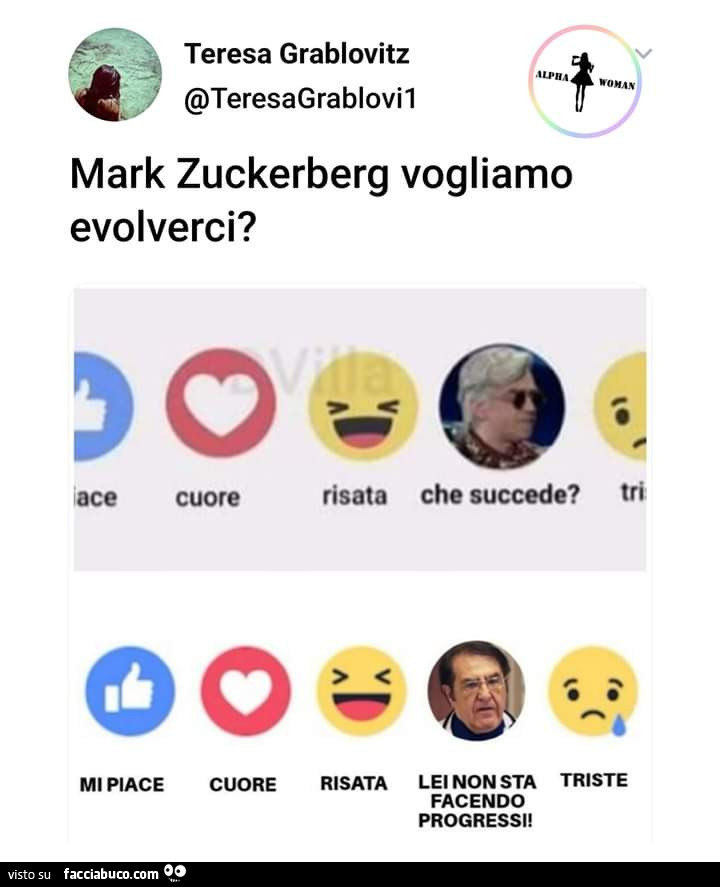 Mark zuckerberg vogliamo evolverci? Lei non sta facendo progressi