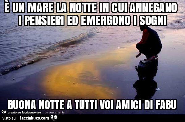 È un mare la notte in cui annegano i pensieri ed emergono i sogni buona notte a tutti voi amici di fabu