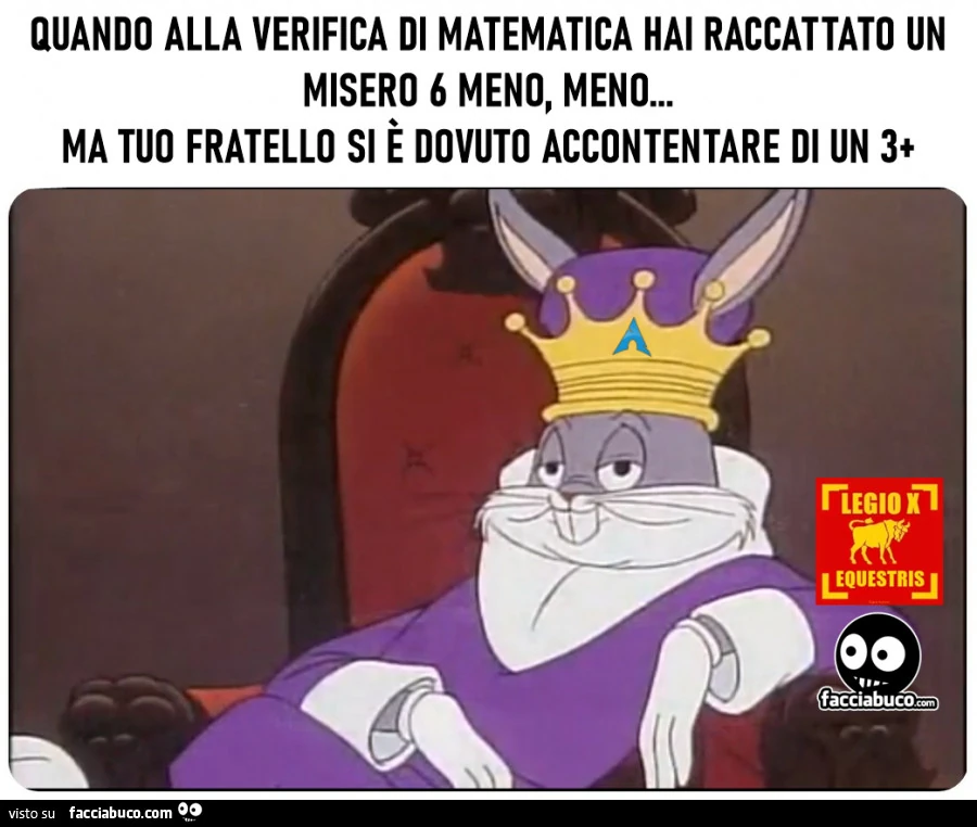 QUANDO ALLA VERIFICA DI MATEMATICA HAI RACCATTATO UN MISERO 6- MA TUO FRATELLO SI è DOVUTO ACCONTENTARE DI UN 3