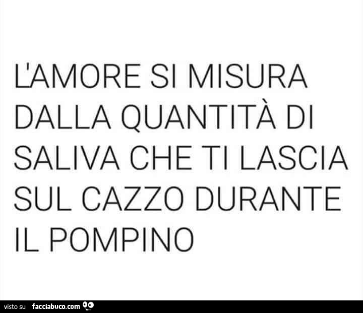 L'amore si misura dalla quantità di saliva che ti lascia sul cazzo durante il pompino