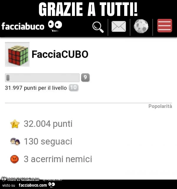 Grazie a tutti. Facciacubo cintura nera