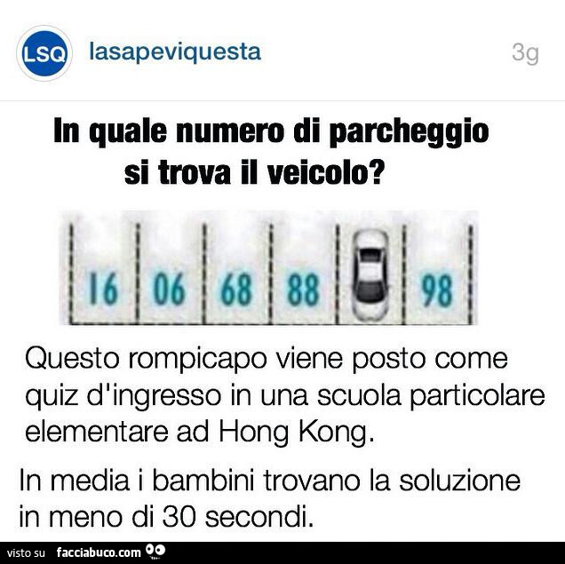 In quale numero di parcheggio si trova il veicolo?