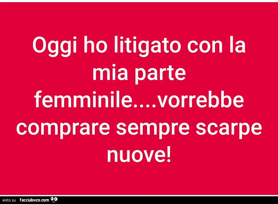 Oggi ho litigato con la mia parte femminile&hellip; vorrebbe comprare sempre scarpe nuove