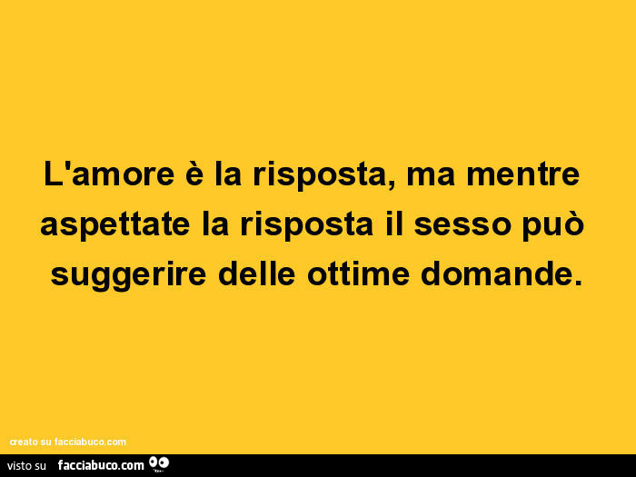 L'amore è la risposta, ma mentre aspettate la risposta il sesso può suggerire delle ottime domande