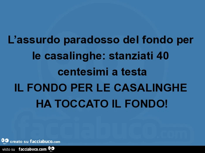 L'assurdo paradosso del fondo per le casalinghe: stanziati 40 centesimi a testa il fondo per le casalinghe ha toccato il fondo