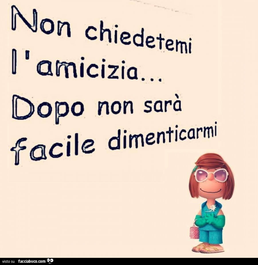 Non chiedetemi amicizia. Dopo non sarà facile dimenticarmi