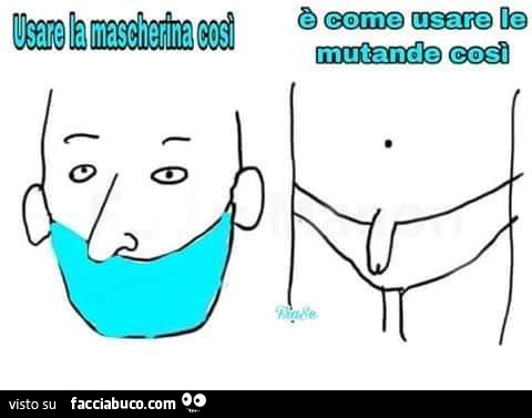 Usare la mascherina così è come usare le mutande così