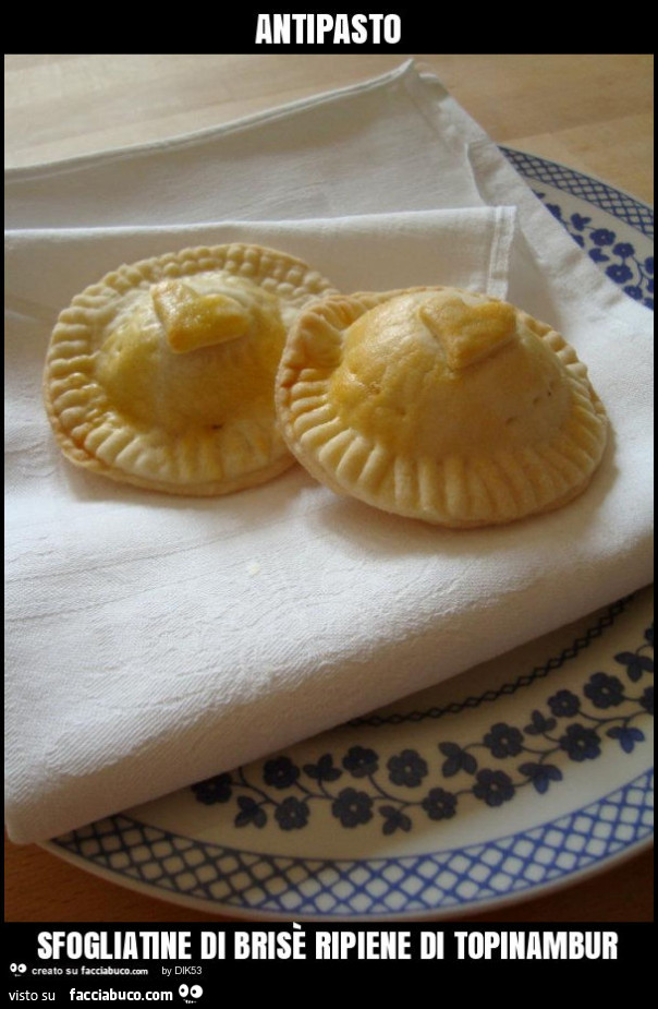 Antipasto sfogliatine di brisè ripiene di topinambur