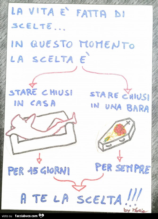 La vita è fatta di scelte&hellip; in questo momento la scelta è stare chiusi in casa, stare chiusi in bara