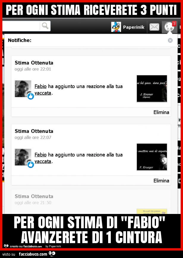 Per ogni stima riceverete 3 punti per ogni stima di "fabio" avanzerete di 1 cintura